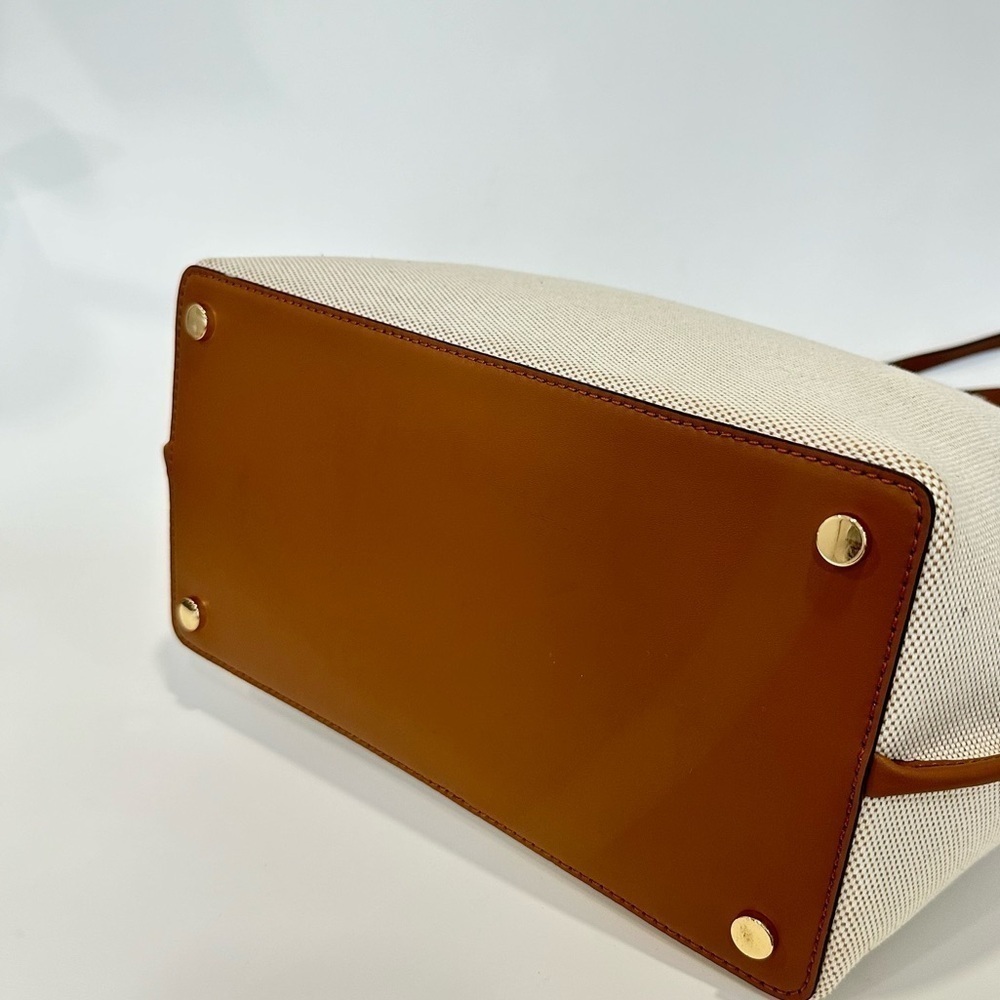 Michael Kors Jane Large Canvas Tote Carryall Bag in Natural - Picture 10 of 13